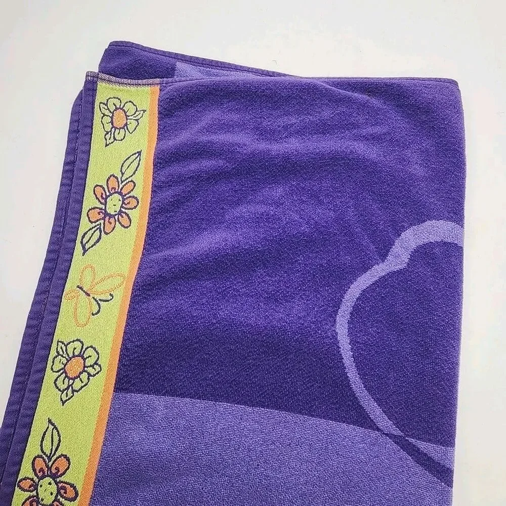 Cecil Saydah Beach Towel 100% Cotton Purple Floral 60